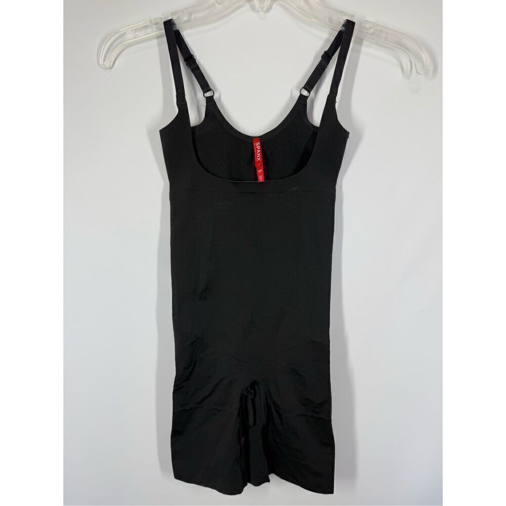 Spanx Mid Thigh Open Bust Bodysuit Black Size Small